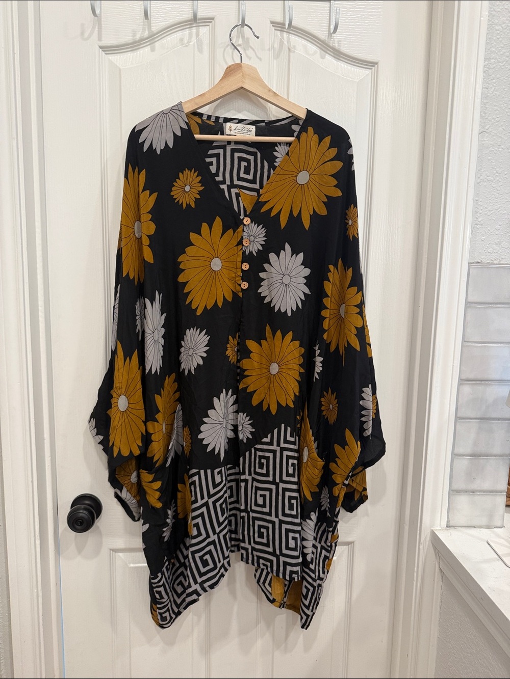 Kantha Bae patchwork floral oversized tunic blouse
